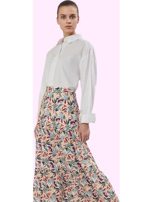 Kadın Etnik Desenli Maxi Etek A Line Shally Dokuma Kumaş Rahat Günlük Kullanım Özel Günler