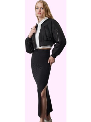 Kadın Yüksek Belli Poliamid Maxi Etek Kış Günlük Şıklığı Hafta Sonu Yaz Aylarının Vazgeçilmezi