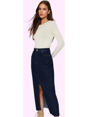 Kadın Pamuk Denim Maxi Etek Düz Desen Normal Bel Casual Stil Günlük Kullanım Modern Tasarım