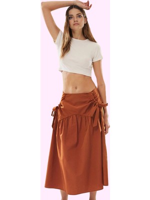 Kadın Poplin Dokuma Maxi Etek A Line Kesim Casual Stil Yaz Günlük Kullanım Kaliteli Malzeme