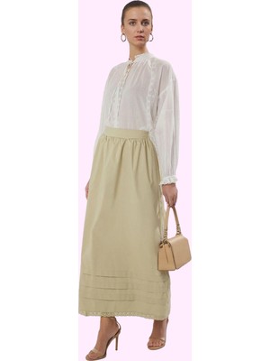 Kadın Pamuk Polyester Maxi Kloş Etek Dantel Detaylı Tüm Sezon Günlük Kullanım Modern Tasarım