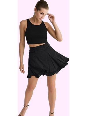 Kadın Fırfırlı Mini Etek Astarlı Şık Gece Elbiseleri Için Günlük Kullanım Kaliteli Malzeme