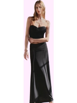 Kadın Aksesuar Detaylı Örme Maxi Etek Bodycone Siluet Şık Tasarım Yaz Aylarının Vazgeçilmezi