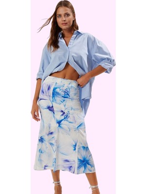 Kadın Çiçek Desenli Balık Etek Astarlı Maxi Boy Yazlık Günlük Kullanım Yaz Aylarının Vazgeçilmezi