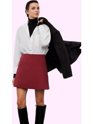 Kadın Mini Etek Yüksek Bel A Line Dokuma Gabardin Günlük Stil Hafta Sonu Dayanıklı Malzeme