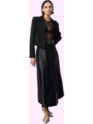 Kadın Şık Saten Etek Maxi Boy Yüksek Bel A Line Günlük Hafta Sonu Yaz Aylarının Vazgeçilmezi