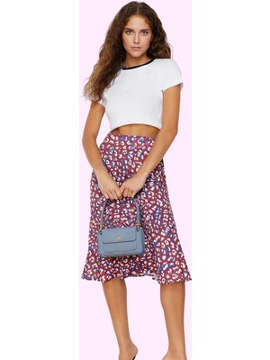 Kadın Yüksek Bel Midi Dokuma Etek Casual Günlük Stil Için Çok Animal Desen Kaliteli Malzeme