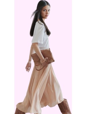 Kadın Yüksek Belli Dokuma Şifon Etek A Line Kesim Yaz Günlük Kullanım Stilin Buluştuğu Yer