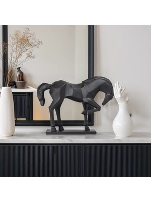Low Poly At Heykeli,  Low Poly Horse Sculpture, Dekoratif Hediyelik At Biblo 22 x 18 cm