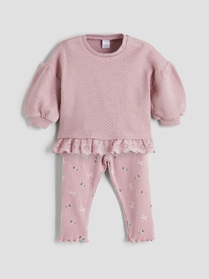 Lcw Baby  Kurdele Detaylı Kız Bebek Kazak ve Tayt 2'li  (W5)