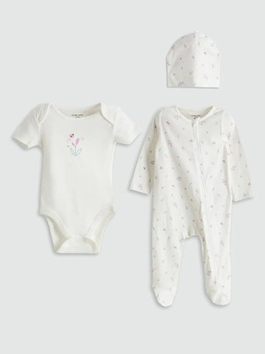 Lcw Baby  Çiçekli Kız Bebek Hastane Çıkış Seti  (W5)
