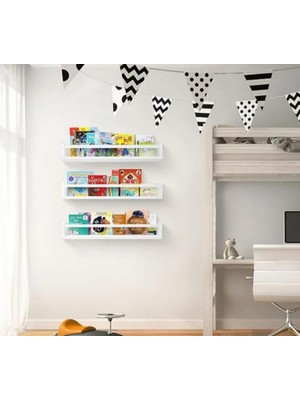 3 Adet Mdf Montessorie Çocuk Odası Eğitici Kitaplık Raf, Baharat Rafı, Banyo Organizer, Mutfak Organizer