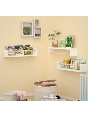 3 Adet Mdf Montessorie Çocuk Odası Eğitici Kitaplık Raf, Baharat Rafı, Banyo Organizer, Mutfak Organizer