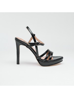 Bilekten Bantlı Platformlu Kadın Topuklu Ayakkabı