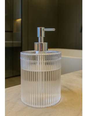 700 ml Xl Desenli Tezgah Üstü Şeffaf Banyo Gümüş Pompa Sıvı Sabunluk Banyo Mutfak Deterjanlık