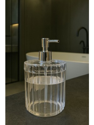 700 ml Xl Çizgi Desen Tezgah Üstü Şeffaf Banyo Altın Pompa Sıvı Sabunluk Banyo Mutfak Deterjanlık