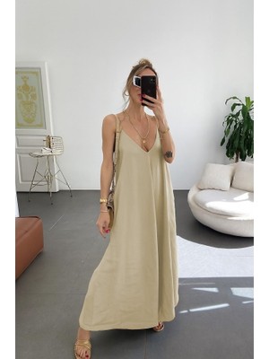 Aisha Elbise Kadın Ip Askılı V Yakalı Uzun Aerobin Elbise