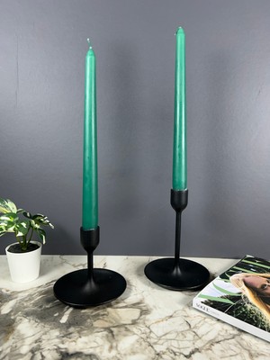 Dekoratif 2 Adet Şamdan Mumu - Yeşil