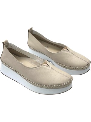 Kindep Içi Dışı Hakiki Deri Günlük Comfort Kadın Ayakkabı Bej