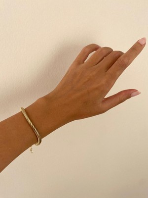 Gold Çelik Yuvarlak Modelli Bileklik
