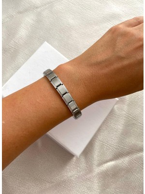 Italyan Çelik Silver Charm Esnek Bileklik