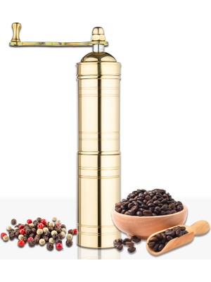 Glios Glıos Pirinç Karabiber, Kahve,  Haşhaş El Değirmeni Öğütücü Grinder 23 Cm
