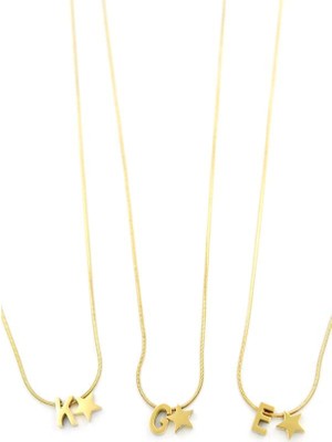 24'lü Yıldız Harf Kolye - Altın