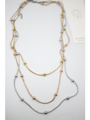 Çoklu Zincir Toplu Çelik Kolye - Çok Renkli