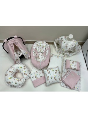 Pembe Çok Amaçlı Babynest , Puset Örtüsü ve Minderi , Alt Açma ve Battaniye, Nevresim Takımı 15'li Set