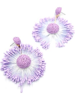 Güneş Hasır Küpe - Mor