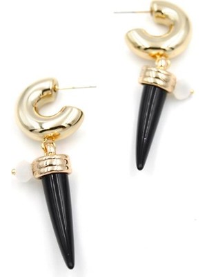 Fildişi Halka Küpe - Siyah