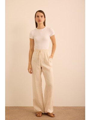 Beli Lastikli Keten Pantolon
