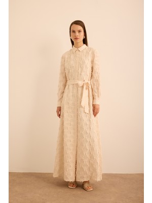 Kumaşı Püskül Yüzeyli Cotton Gömlek Elbise