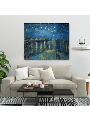 Kanvas Tablo Van Gogh Tablosu Ev Ofis Dekoru Rhone Üzerinde Yıldızlı Gece Klasik Duvar Tablosu
