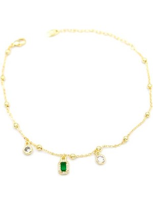 Renkli Taşlı Halhal - Yeşil