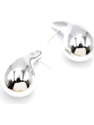 Büyük Boy Damla Küpe - Gümüş