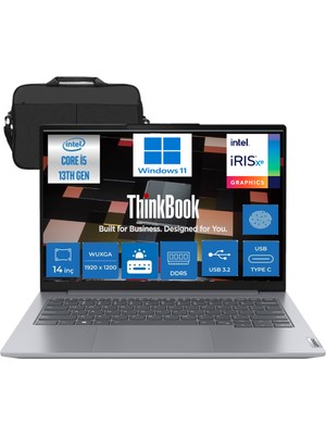 Lenovo Thinkbook 14 G6 Irl Intel Core I5-13420H 16 GB 512 GB SSD UHD Graphics 14" Wuxga 300NIT  Windows 11 Pro Taşınabilir Bilgisayar 21KG00UCTR10 & Cimete Çanta