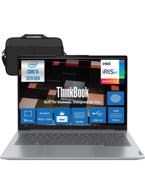 Lenovo Thinkbook 14 G6 Irl Intel Core I5-13420H 24 GB 1tb SSD UHD Graphics 14" Wuxga 300NIT  Freedos Taşınabilir Bilgisayar 21KG00UCTR5 & Cimete Çanta
