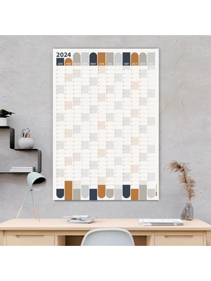 2026 Yıllık Planlayıcı Duvar Takvimi | Antrasit Gri Camel Bej Gri Renkler Aylık Planlayıcı