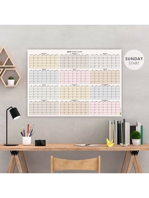 Amerikan Standardı 2026 Yıllık Planlayıcı Takvim, Pazar Başlangıç 2026 Takvim