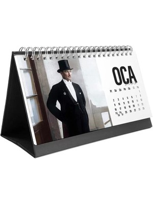 Atatürk Fotoğraflı Masa Takvimi - 2026 Takvimi Siyah