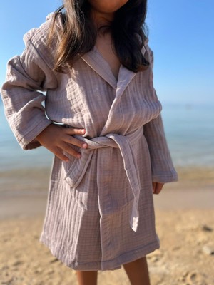 %100 Pamuk 4 Kat Müslin Çoçuk Bornoz