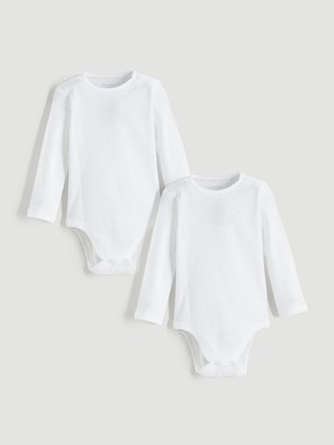 Bisiklet Yaka Basic Kız Bebek Çıtçıtlı Bodysuit 2'li  (W5)