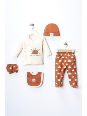 Furyakids Yenidoğan Organik Kumaş Fitilli 5 Parça Hastane Çıkışı Set