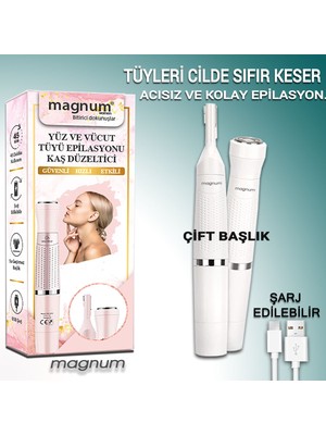 Magnum  Yüz Tüyü Alma Makinesi, Yüz Epilasyon Aleti, Yüz ve Vücut Tüy Temizleme. Kaş Alma, Bıyık ve Favori Düzeltme.