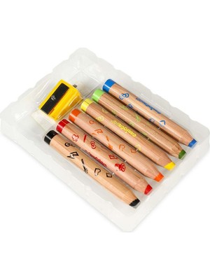 Toyfest Carioca 6'lı Jumbo Bebek Ahşap Gövdeli Boya Kalemi Eğitici İçerik ile 3+ Yaş Çocuklar İçin