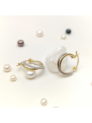 Ikili Pırlanta Taşlı Halka Küpe 14 Ayar Altın Hd Videolu