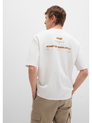 Mavi Baskılı Beyaz Tişört 0612913-84001