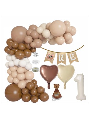 One 60 Balonlu, 1 Yaş Kalpli Set