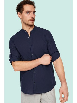 Erkek Basic Slim Fit Hakim Yaka Pamuklu Günlük Gömlek Hafta Sonu Yaz Aylarının Vazgeçilmezi